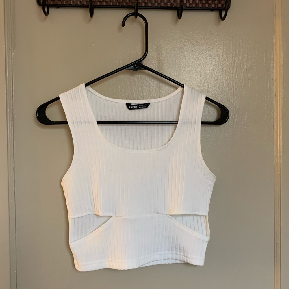 Shein Women’s White Tank Top with cut outs